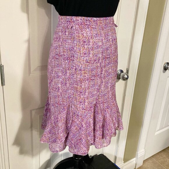 Elegant Purple Tweed Pencil Skirt - Picture 5 of 13